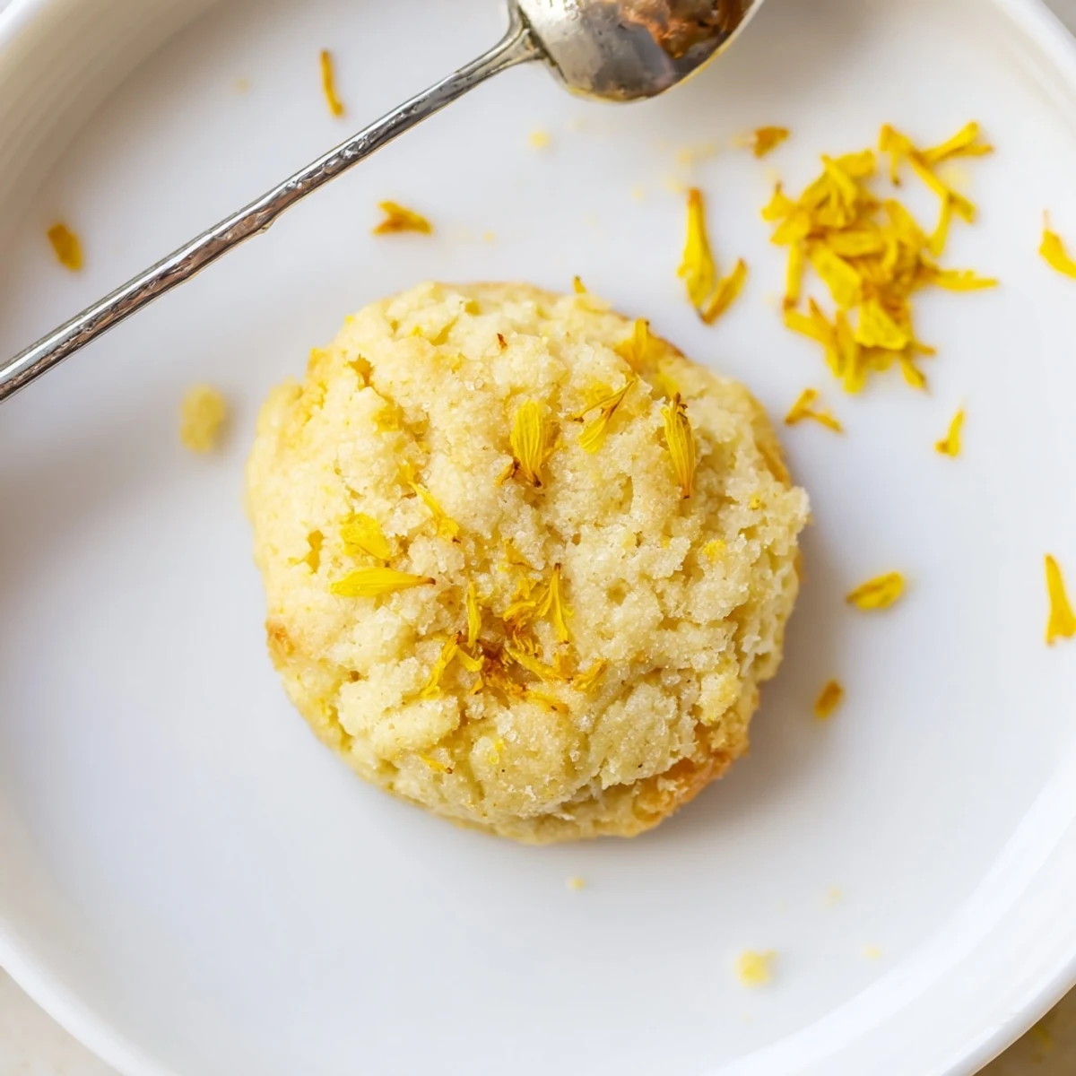 Plate of Magical Dandelion Cookies recipe beside steaming chamomile tea, floral aroma