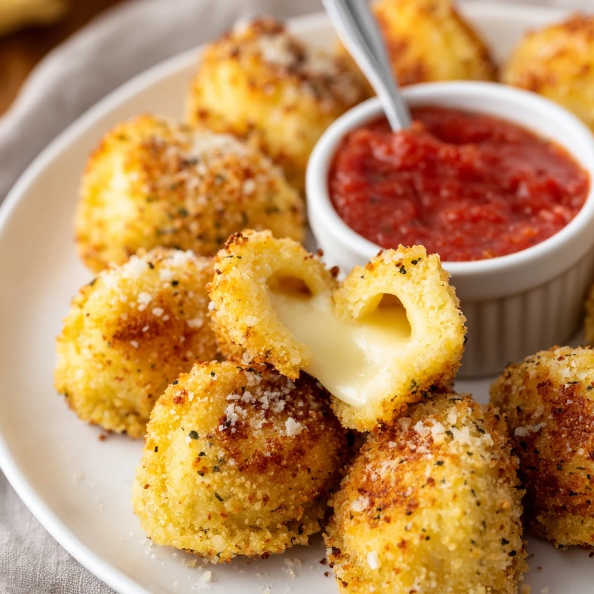 Crispy Tortellini Party Snacks Recipe: golden fried tortellini with crunchy Parmesan crust