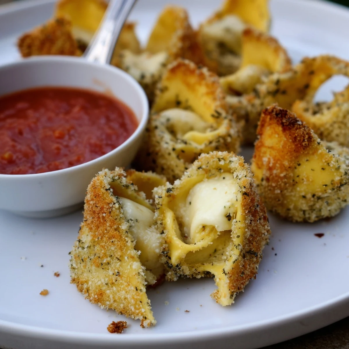 Warm platter of Crispy Tortellini Party Snacks Recipe, served with tangy marinara