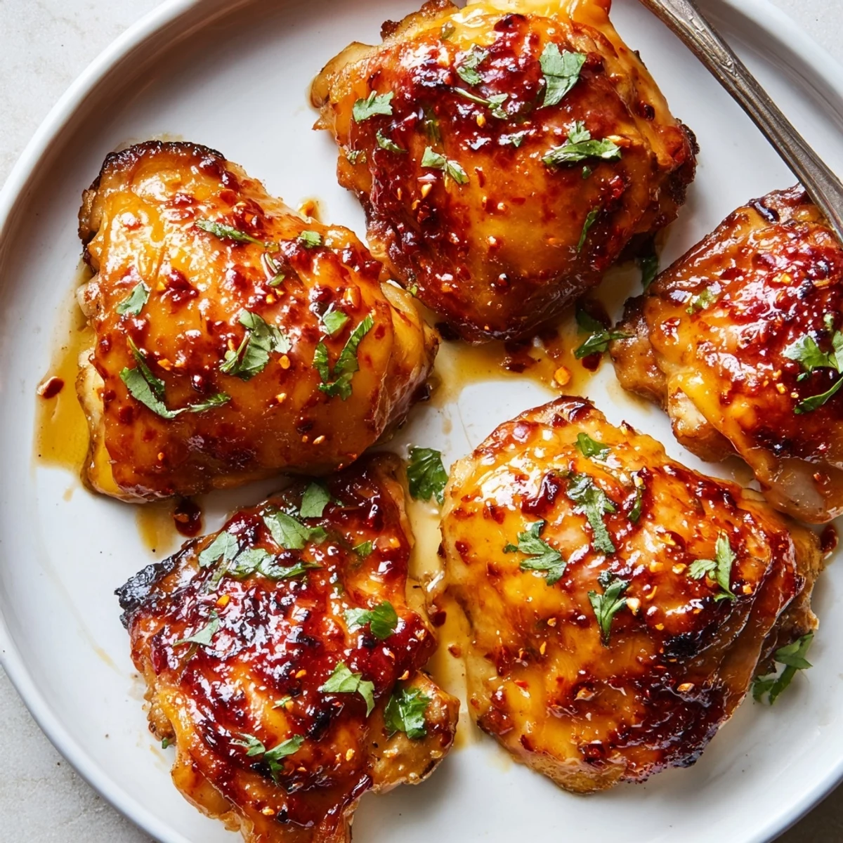 Oven-roasted Chipotle Honey Chicken Thighs With Smoked Gouda, bubbling cheese, lime wedges