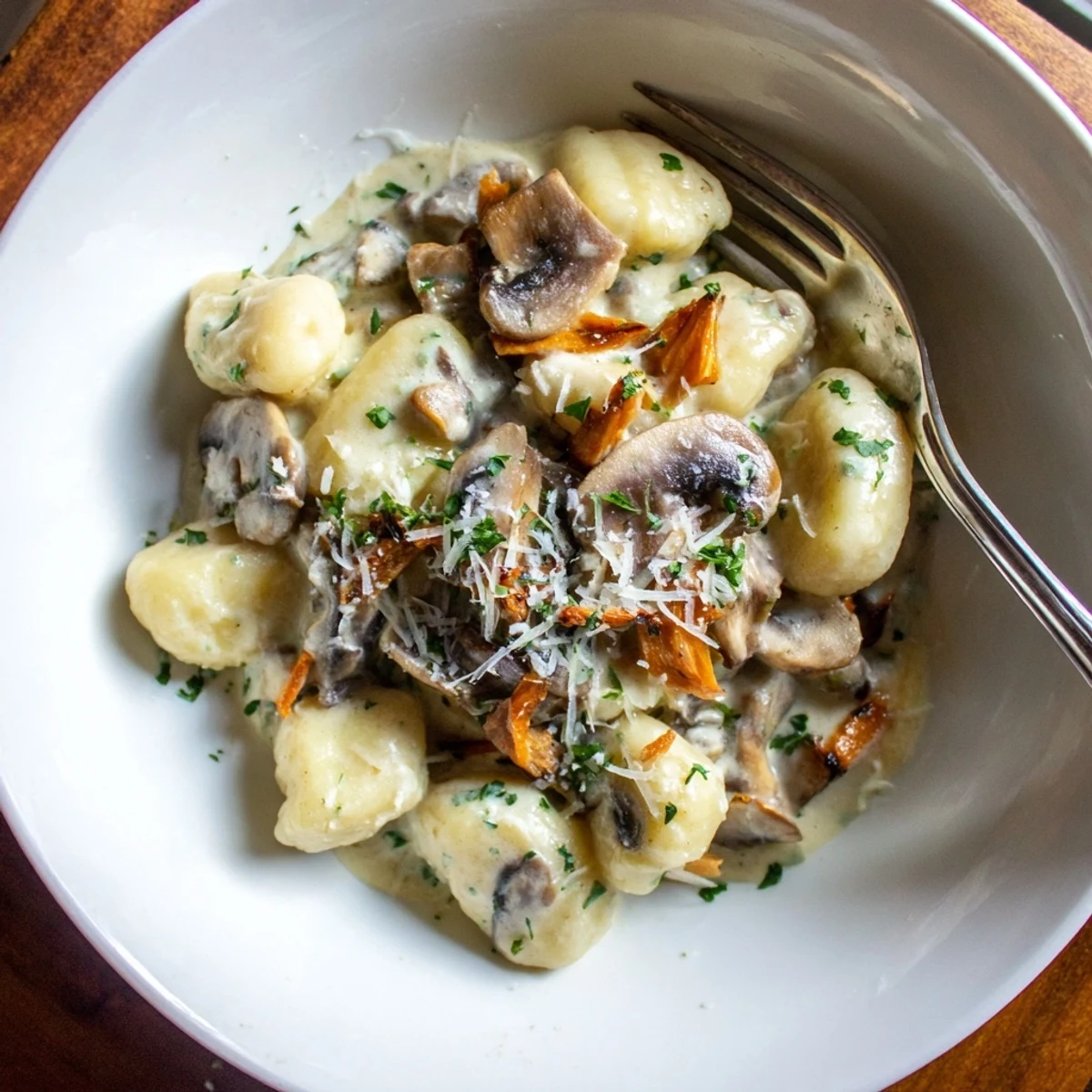 Mushroom Gnocchi in Cream Sauce