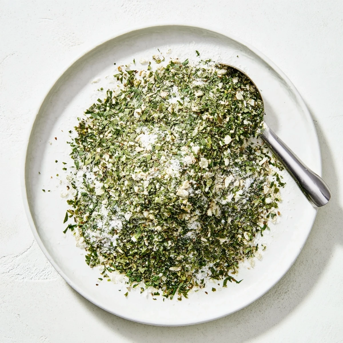 Vibrant green tzatziki seasoning blend sprinkled over grilled chicken with fresh parsley garnish