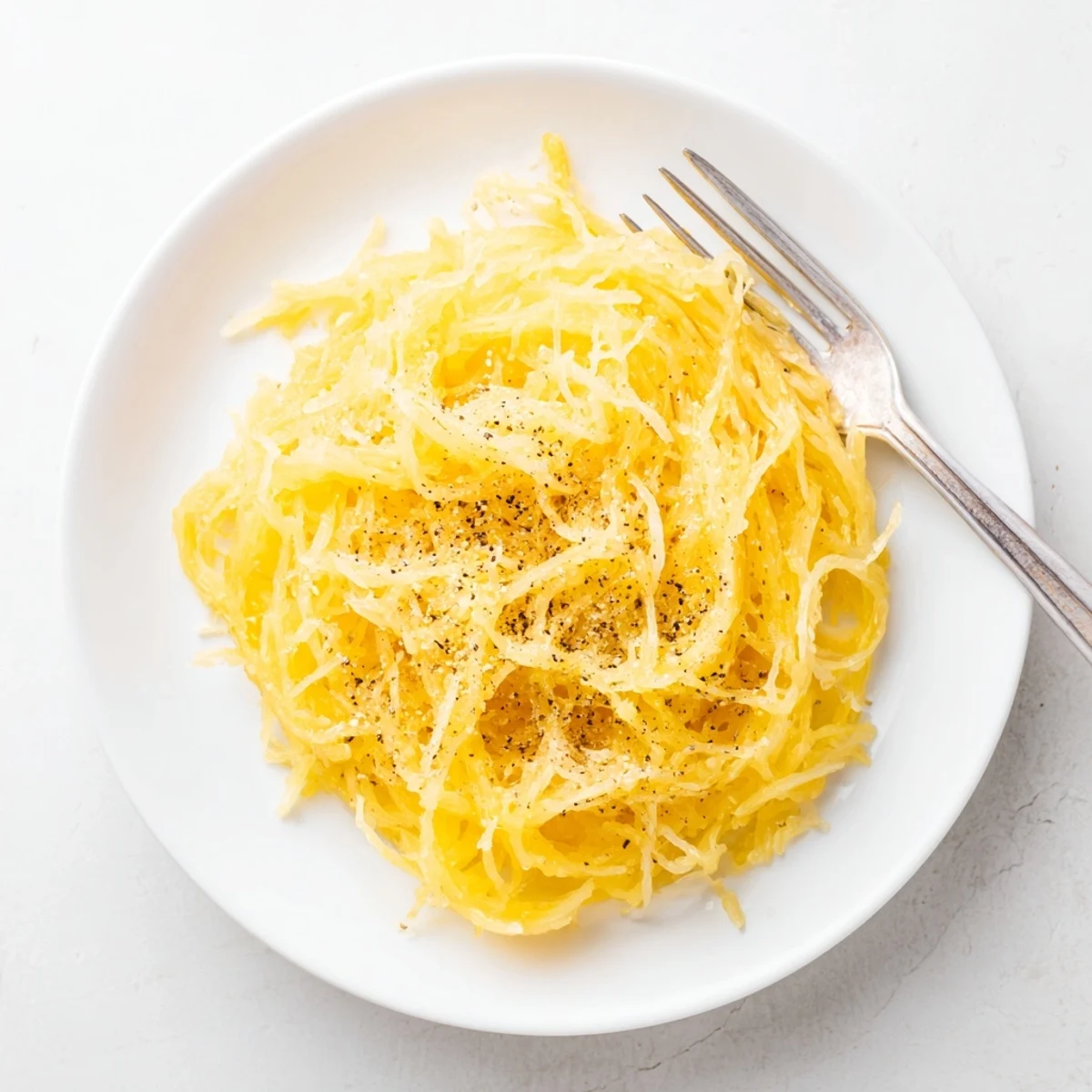 Golden baked spaghetti squash mac and cheese topped with crispy buttered panko breadcrumbs
