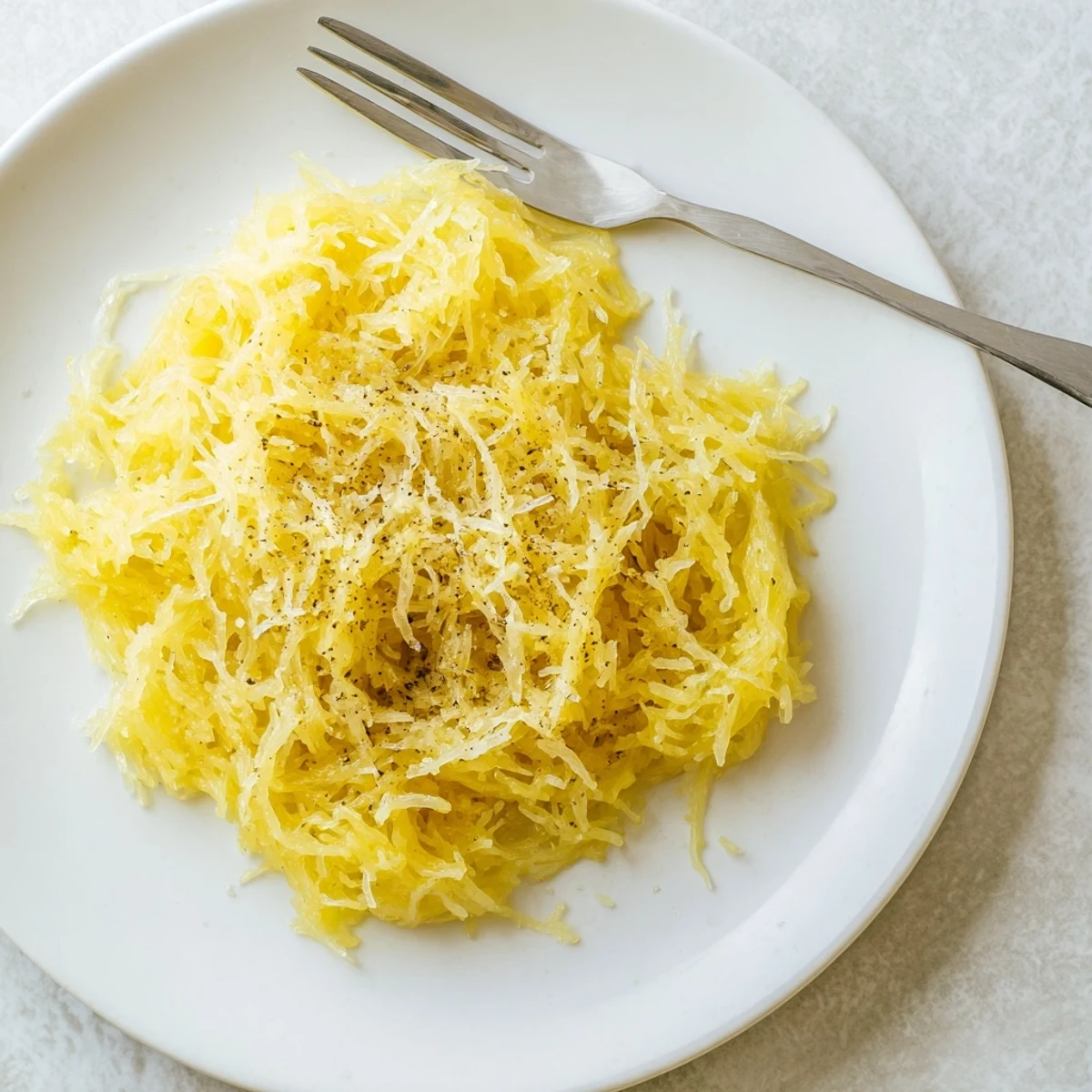 Creamy cheddar cheese sauce coats tender roasted spaghetti squash strands in a comforting bowl