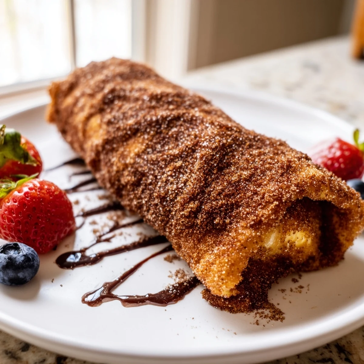 Creamy cheesecake chimichangas fried until golden brown and coated in sweet cinnamon sugar