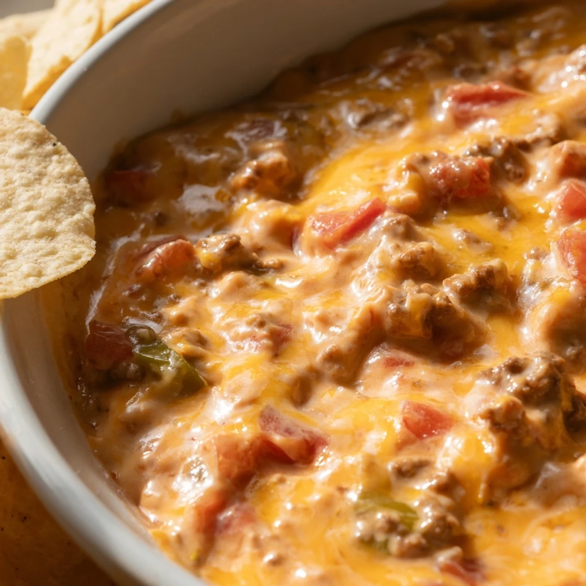 Creamy Crockpot Rotel Dip Recipe bubbling in a warm slow cooker