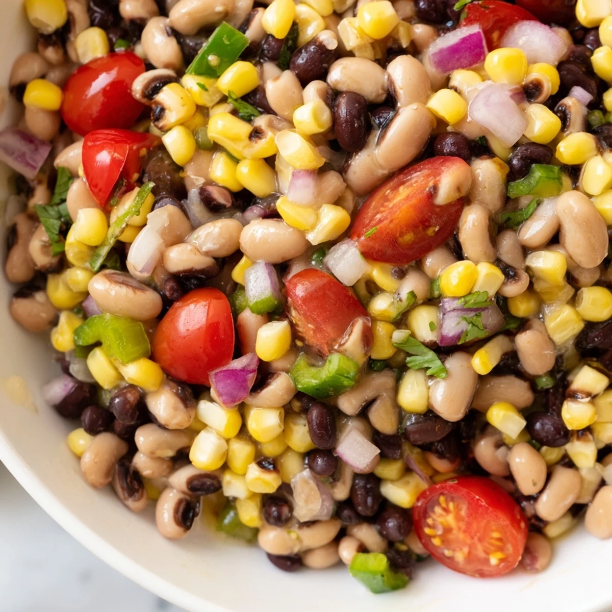 Cowboy Caviar Recipe served in a rustic bowl with tortilla chips alongside