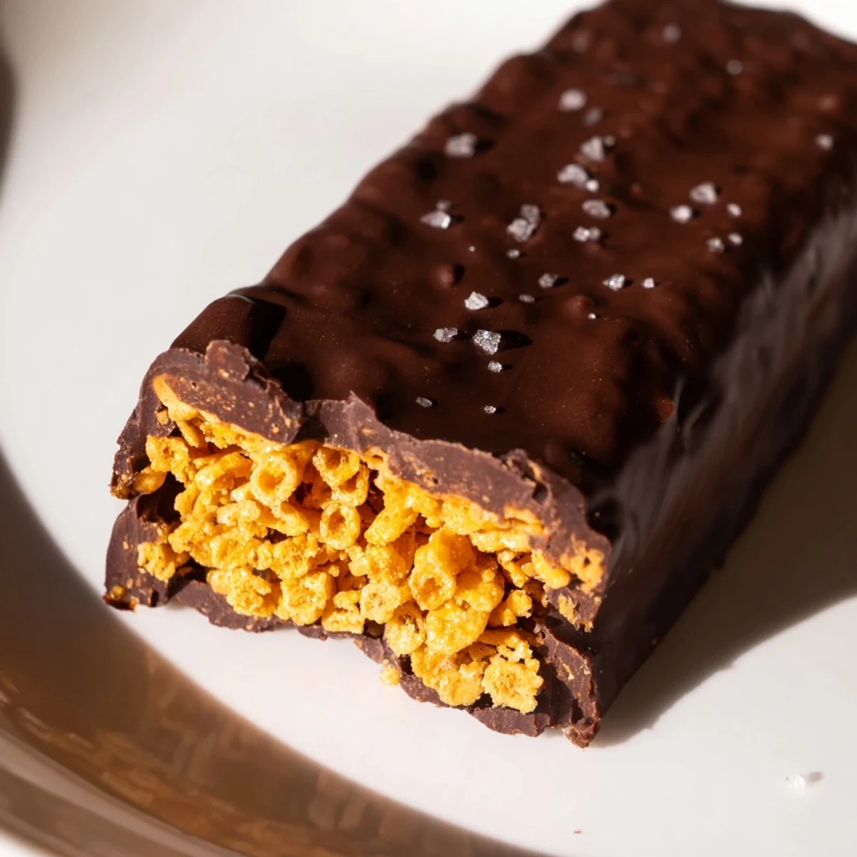 Golden peanut butter filling peeks through rich chocolate on these Healthy Homemade Butterfingers