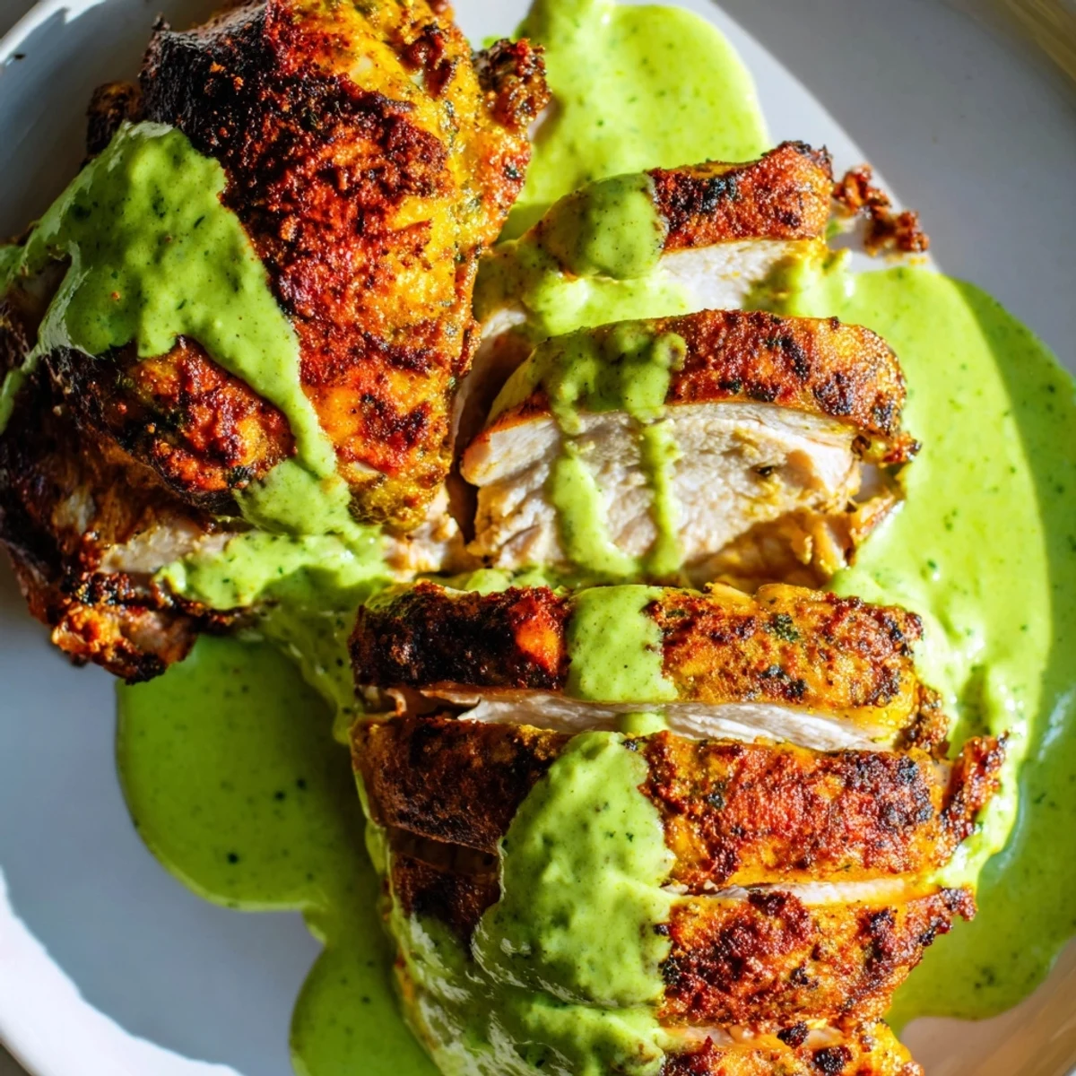 Perfectly spiced Peruvian Chicken Delight served on a rustic wooden cutting board