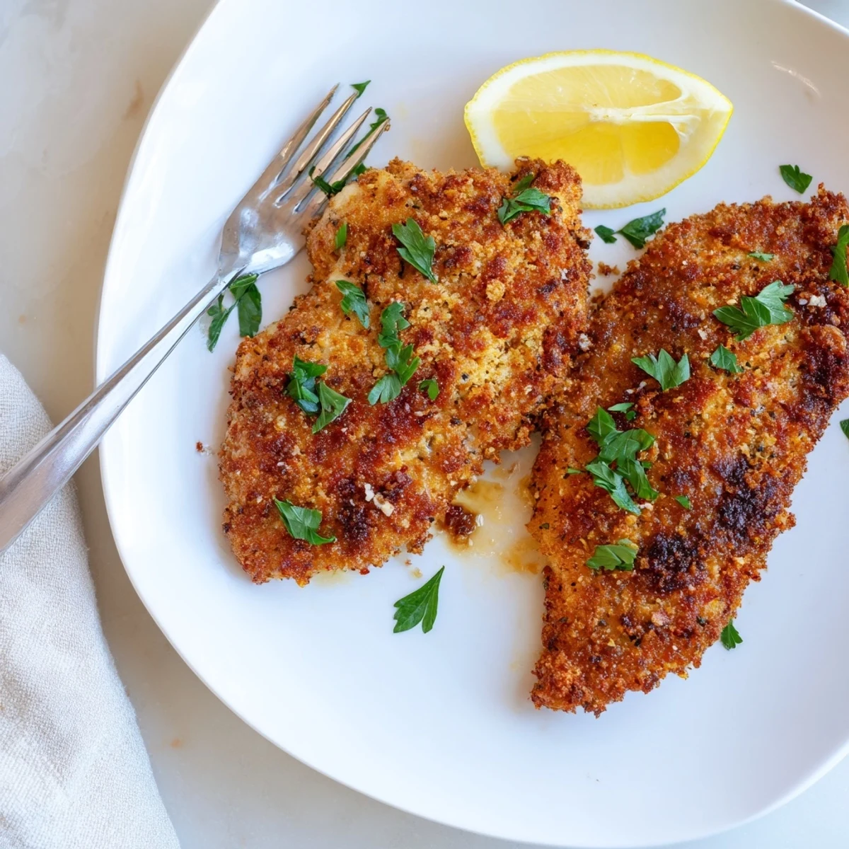 Golden Paprika Parmesan Chicken with a crispy herb crust fresh from the oven