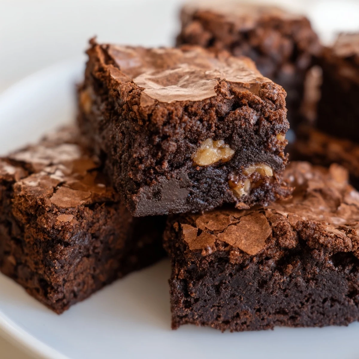 Warm ultimate brownies served on a plate beside a scoop of vanilla ice cream