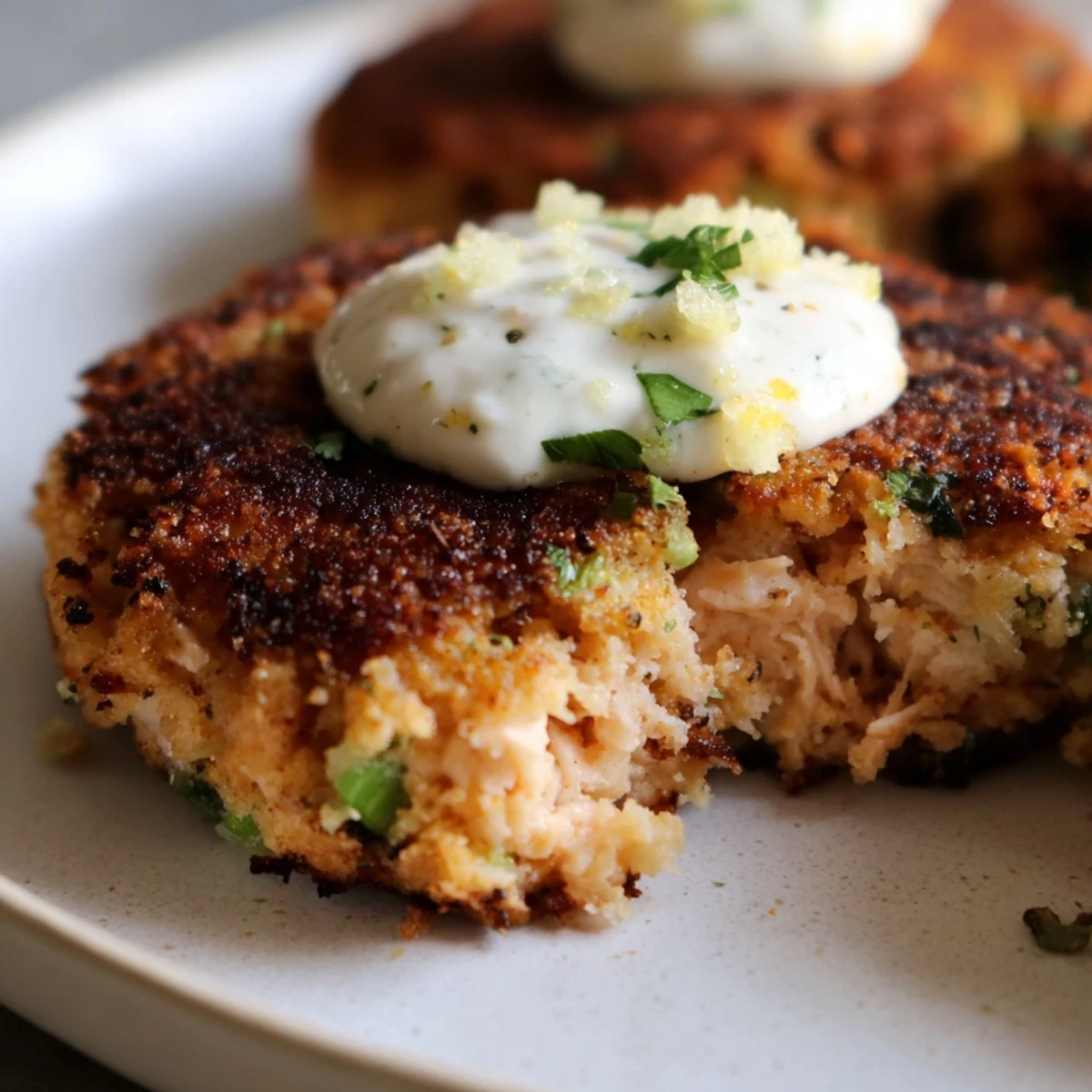 Golden lemon garlic Alaska salmon cakes served with creamy aioli and fresh wedges