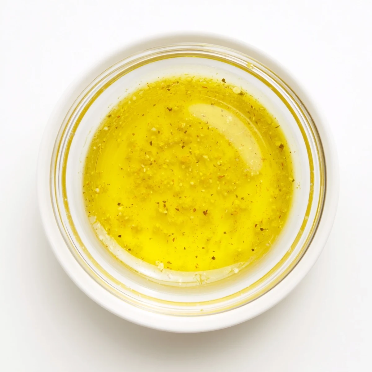 Creamy lemon vinaigrette dressing recipe whisked in a bowl with fresh herbs
