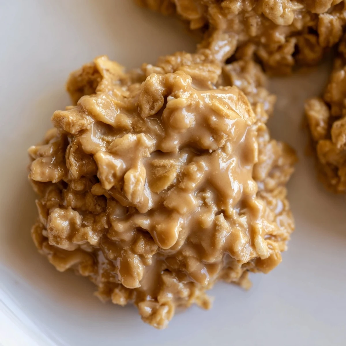 Homemade Peanut Butter No Bake Cookies ready to enjoy on a baking sheet.