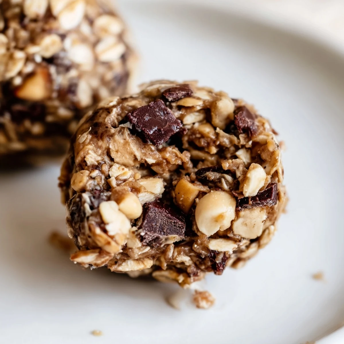Rich chocolate Snickers energy balls topped with crunchy roasted peanuts and sea salt.