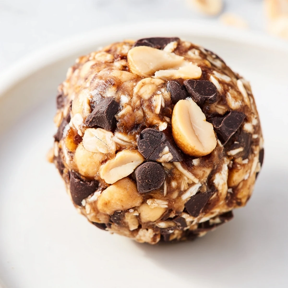 No-bake Snickers energy balls rolled in chopped peanuts for a satisfying, sweet snack.