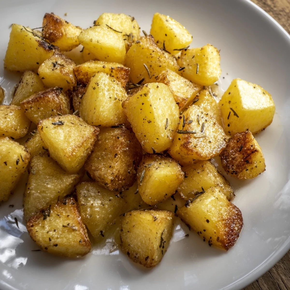 Tasty roasted potatoes on a baking sheet, perfectly browned and ready to serve.  