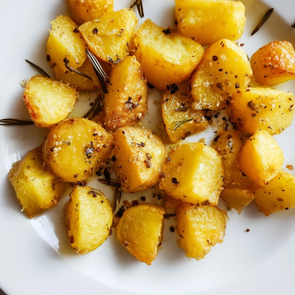 Fluffy roasted potatoes coated in olive oil and spices, roasted to golden perfection.