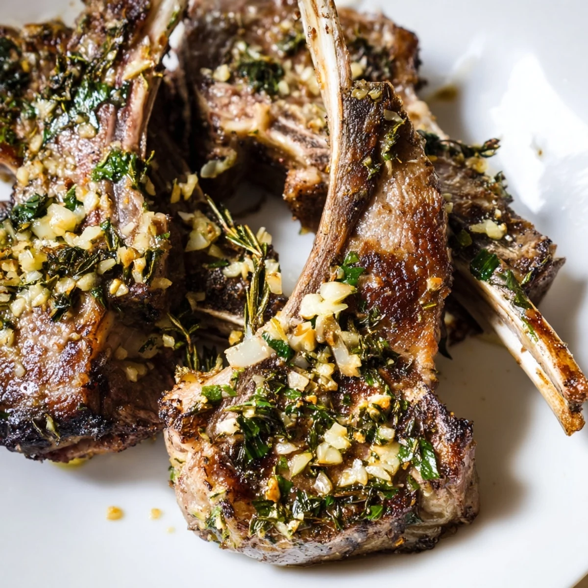 Succulent Herb Garlic Lamb Chops with a crispy, aromatic herb and garlic crust