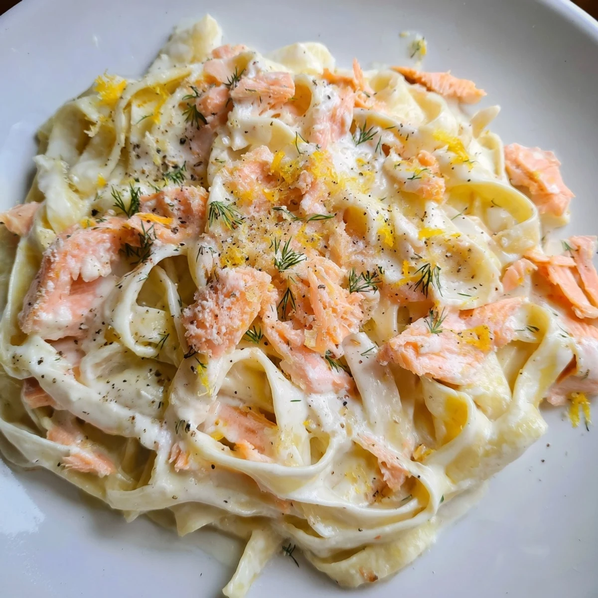 Silky fettuccine tossed in a rich creamy sauce with flaked hot smoked salmon