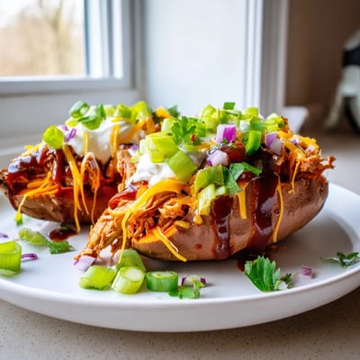BBQ Chicken Stuffed Sweet Potatoes