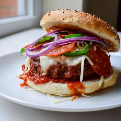 Juicy Pizza Burgers with Mozzarella